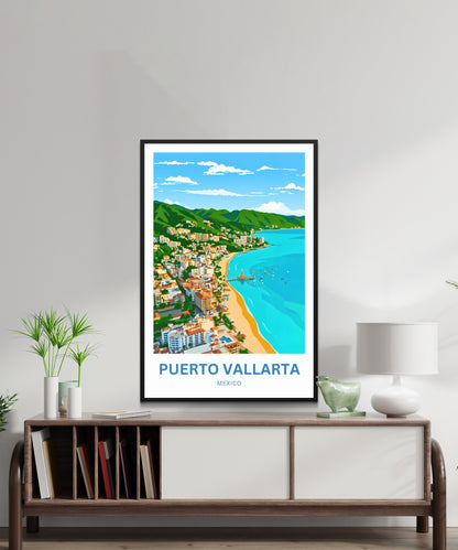 Puerto Vallarta  Travel Poster - Where Mountains Meet the Sea