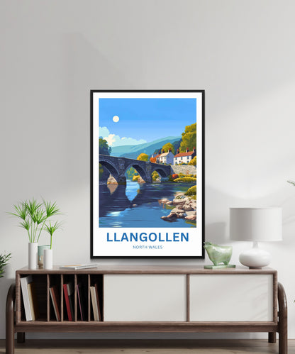 Llangollen Travel Poster - River & Bridgescape