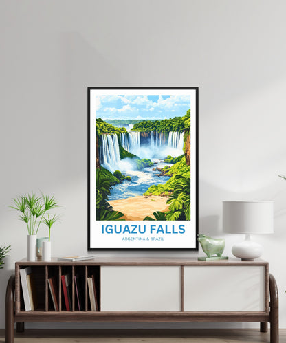 Iguazu Falls Travel Poster - Stunning Rainforest and Waterfalls Argentina