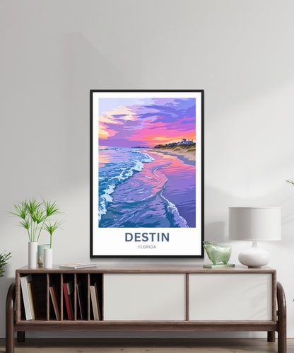 Destin, Florida Travel Poster -  Colorful Sky