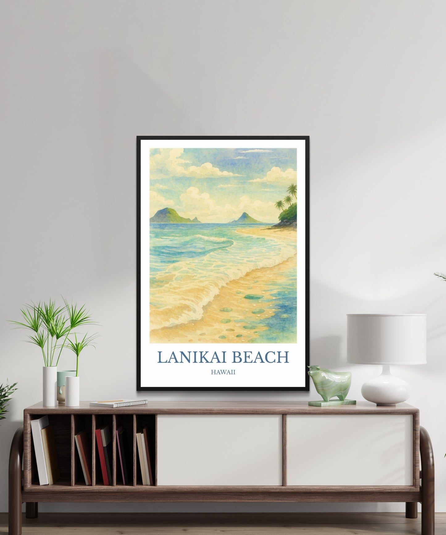 Lanikai Beach, Watercolor design poster, Hawaii Print, Lanikai Beach Wall Art