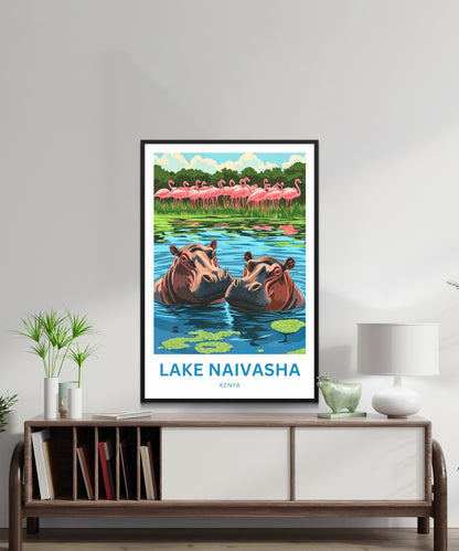 Lake Naivasha Travel Poster - Kenya Land of Hippo