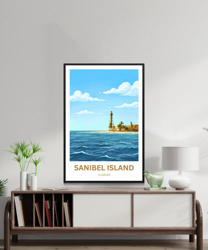 Sanibel Island, Florida Travel Poster - Lighthouse
