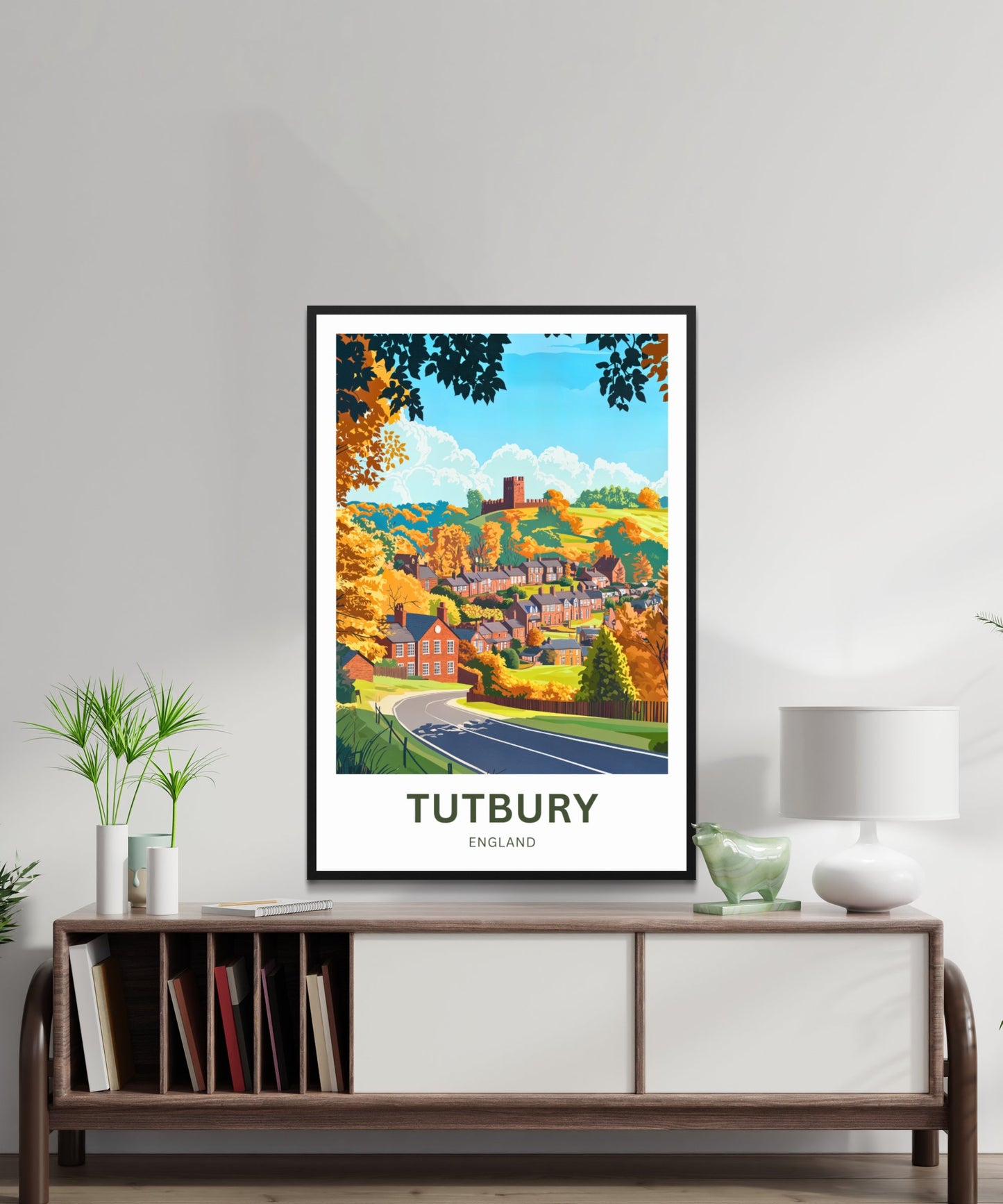 Tutbury Travel Poster - Rolling Hills & Village Timeless Charm