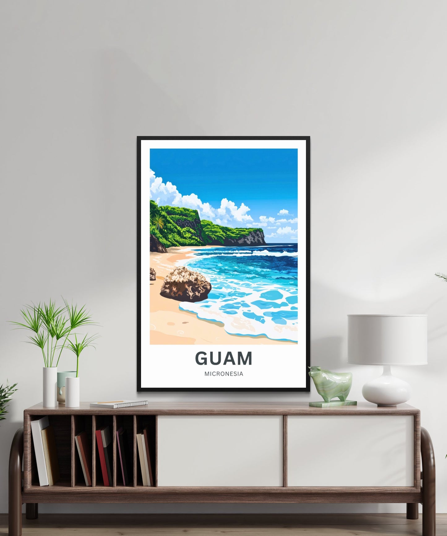 Guam Travel Poster - Breathtaking Serene Water and Shoreline