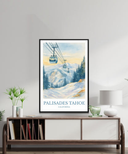 Palisades Tahoe, Watercolor design poster, California Print, Palisades Tahoe Wall Art