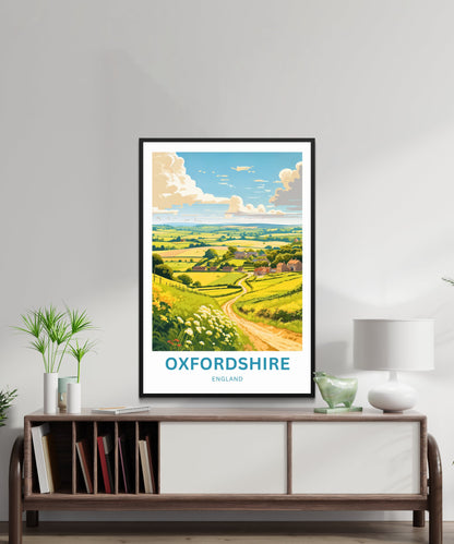 Oxfordshire Travel Poster - Captivating England Rolling Hills and Villages