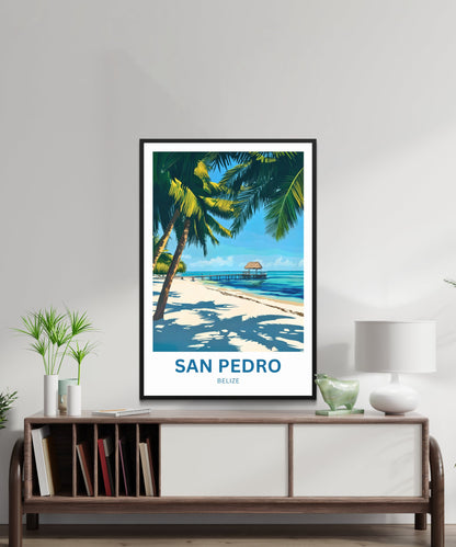 San Pedro Travel Poster - Belize Stunning Beach View