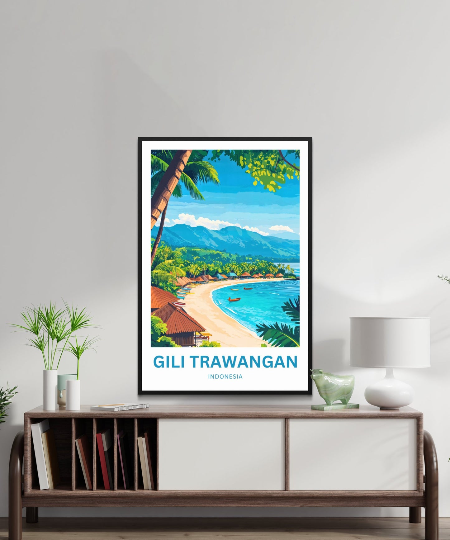 Gili Trawangan Travel Poster- Indonesia Tropical Island Life