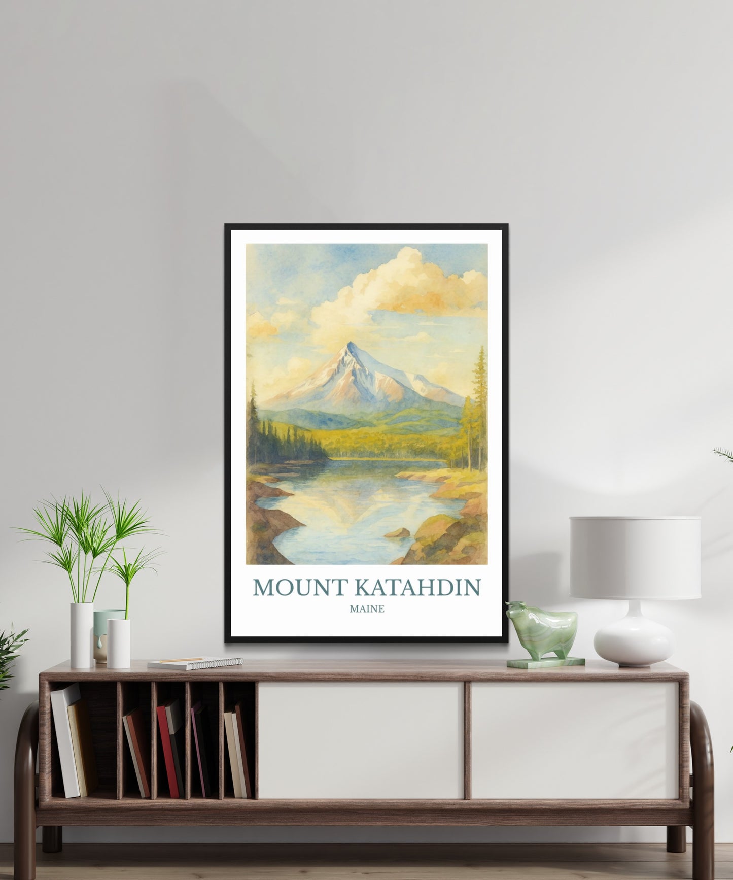 Mount Katahdin, Watercolor design poster, Maine Print, Mount Katahdin Wall Art