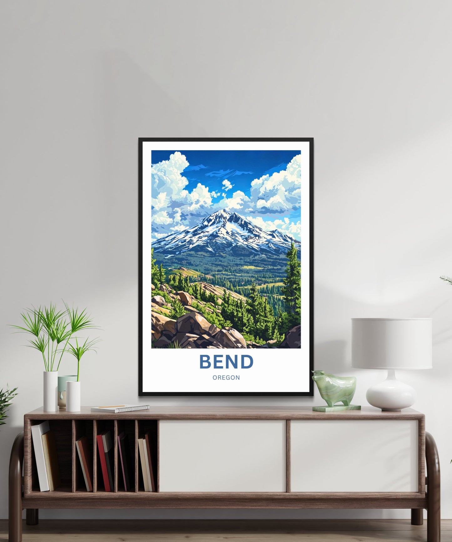 Bend Travel Poster - Breathtaking Majestic Mountains in Oregon