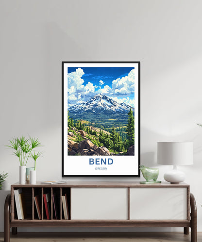 Bend Travel Poster - Breathtaking Majestic Mountains in Oregon