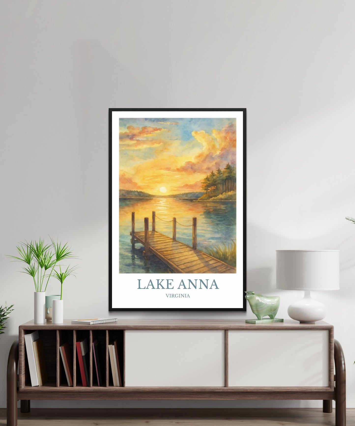 Lake Anna, Watercolor design poster, Virginia Print, Lake Anna Wall Art
