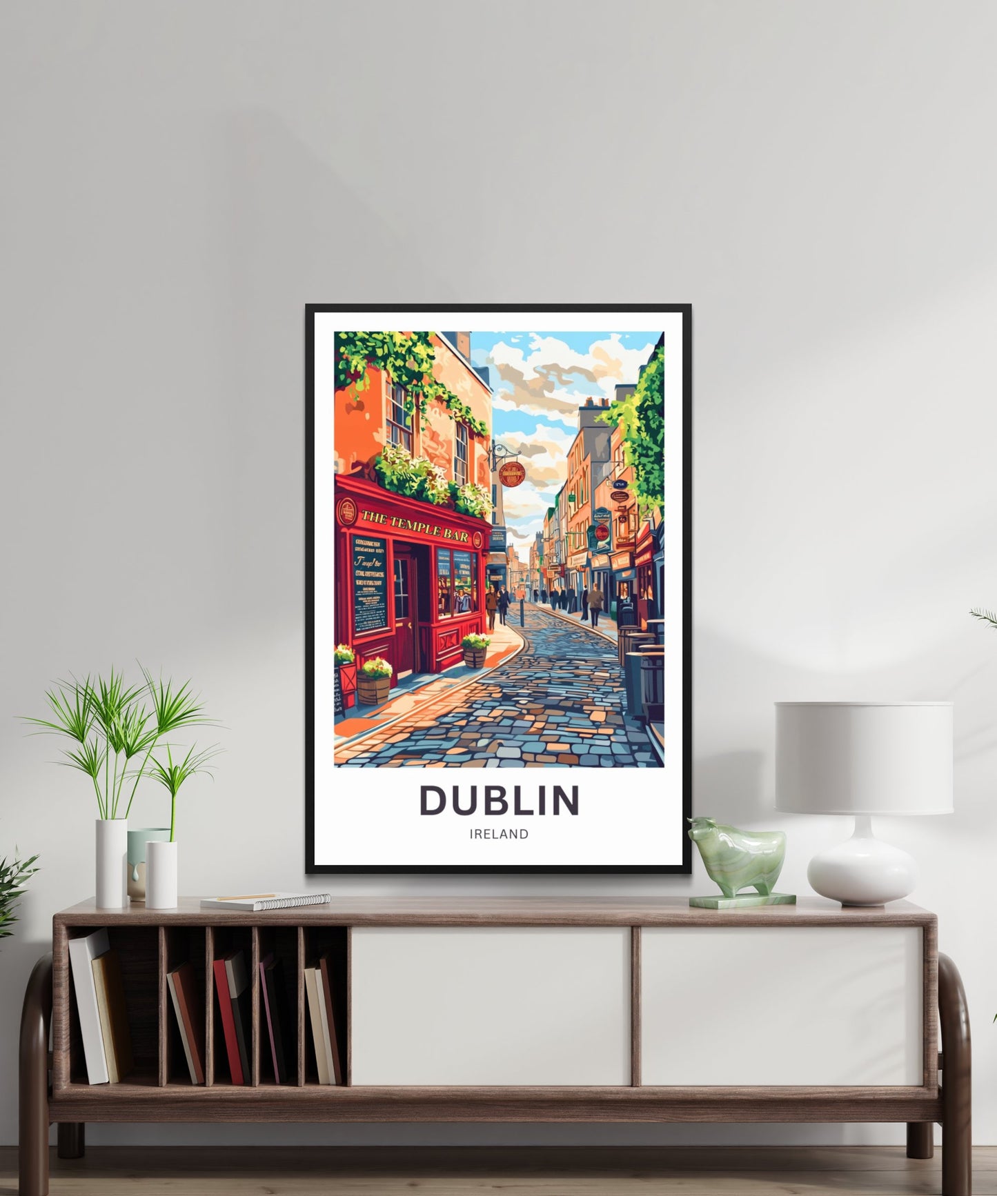 Dublin Travel Poster- Temple Bar Street Ireland