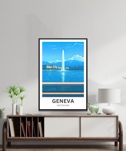 Geneva Travel Poster - Lake Geneva’s Shimmering Jewel
