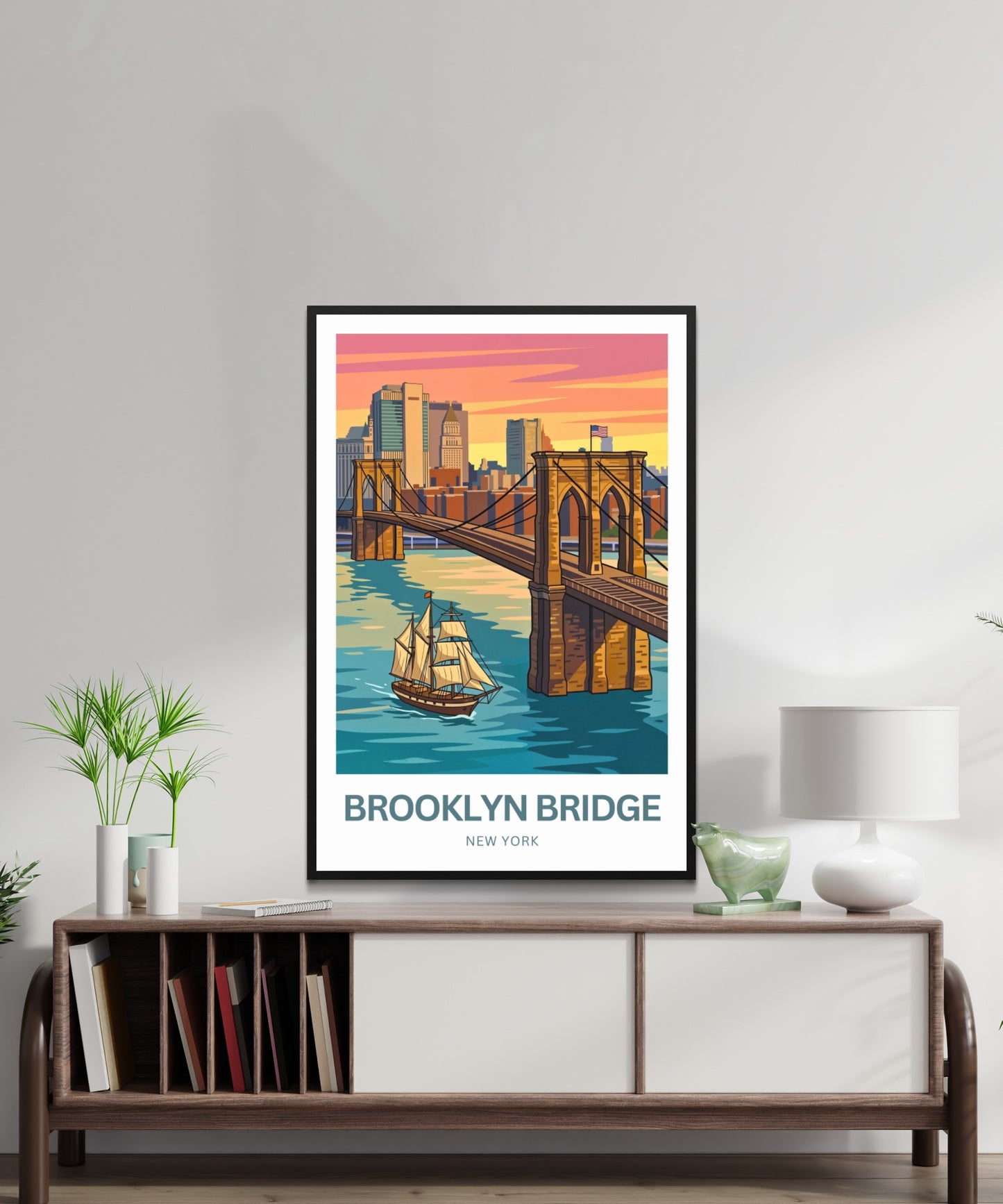 Brooklyn Bridge Travel Poster -  Colorful View of Brooklyn,New York
