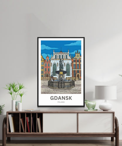 Gdańsk  Travel Poster - Iconic Statue