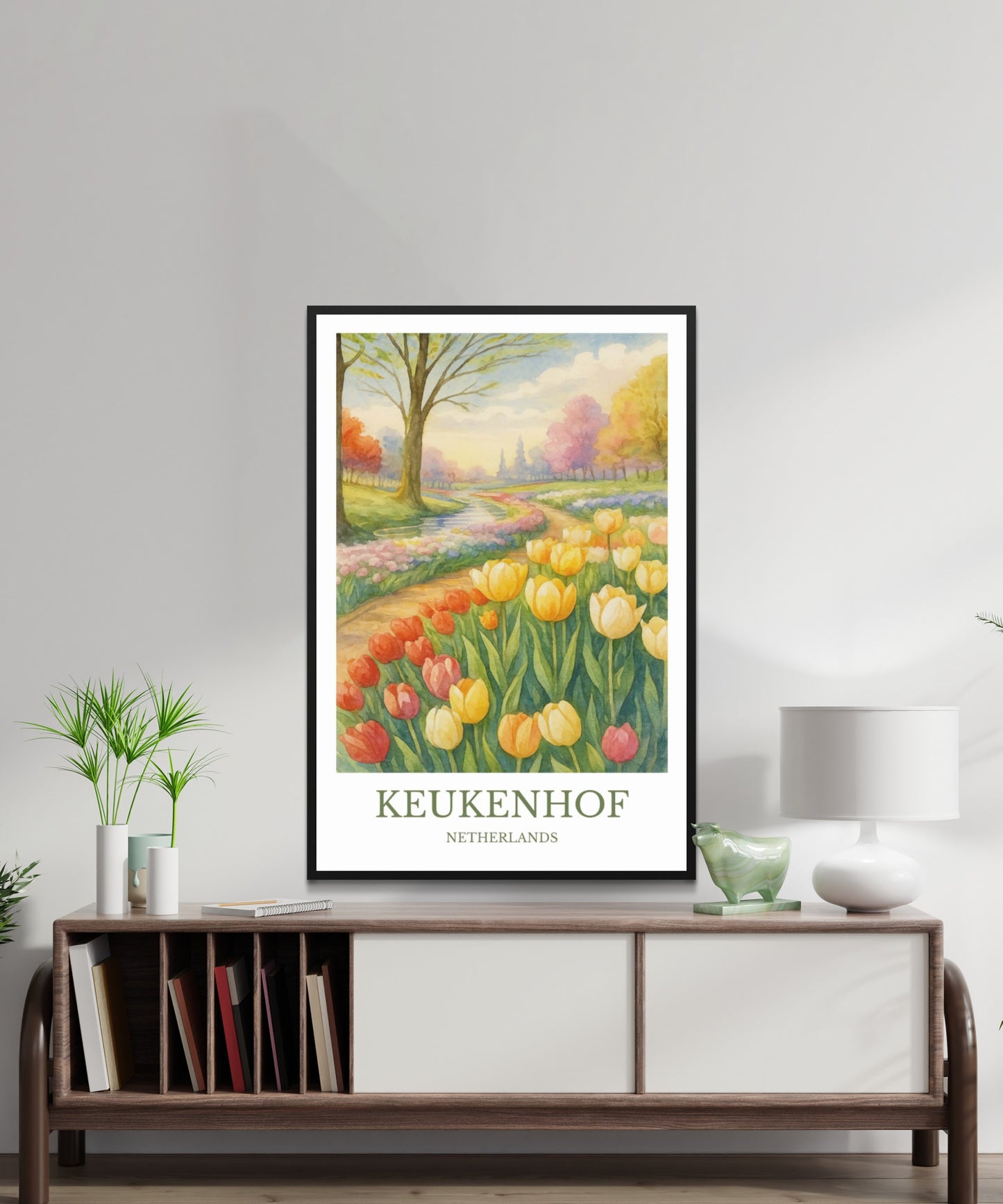Keukenhof, Watercolor design poster, Netherlands Print, Keukenhof Wall Art