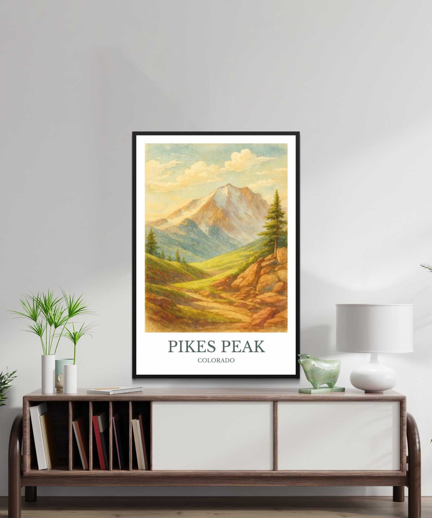 Pikes Peak, Watercolor design poster, Colorado Print, Pikes Peak Wall Art