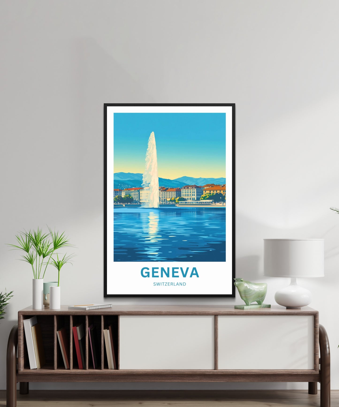 Geneva Travel Poster - A Splash of Swiss Grandeur