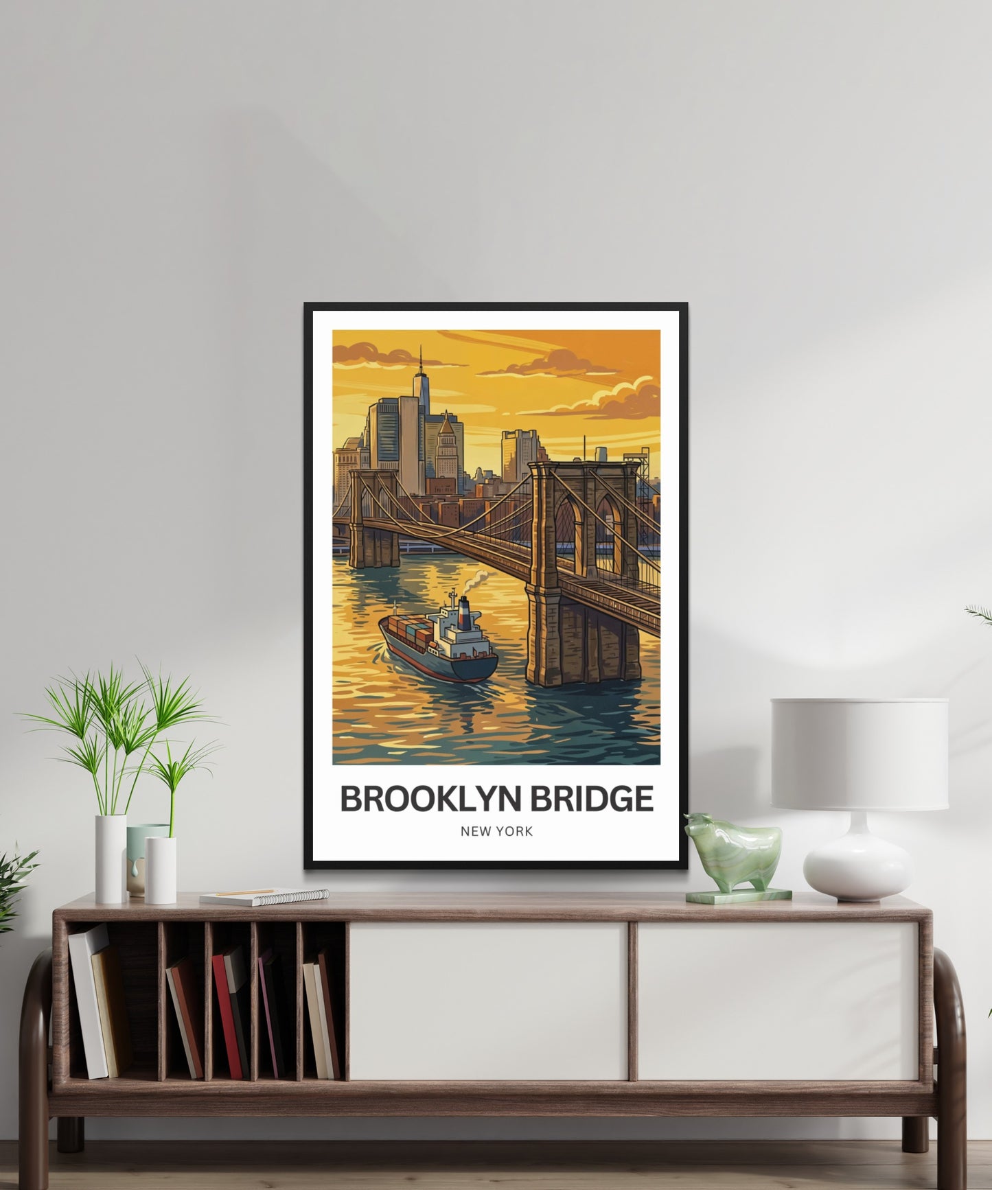 Brooklyn Bridge Travel Poster -  Golden Hour Crossing