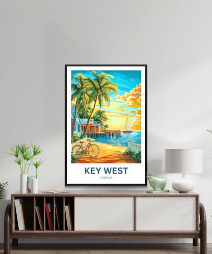 Key West Travel Poster -  Island Life Paradise at sunset, Florida