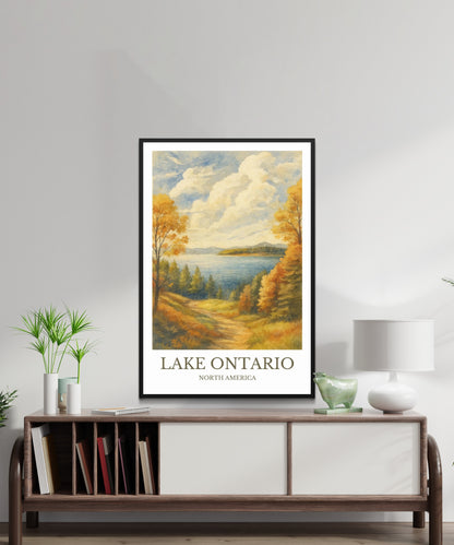 Lake Ontario, Watercolor design poster, North America Print, Lake Ontario Wall Art