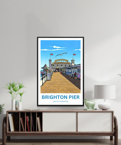 Brighton Pier Travel Poster - Coastal Fun Experience