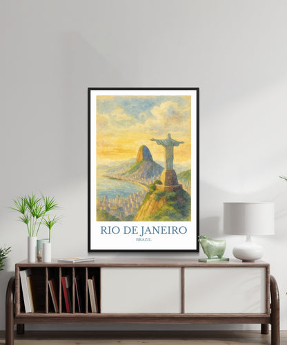 Rio de Janeiro, Watercolor design poster, Brazil Print, Rio de Janeiro Wall Art