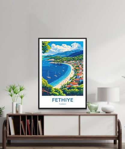 Fethiye Travel Poster - Charming Turkey's Coastal Town View
