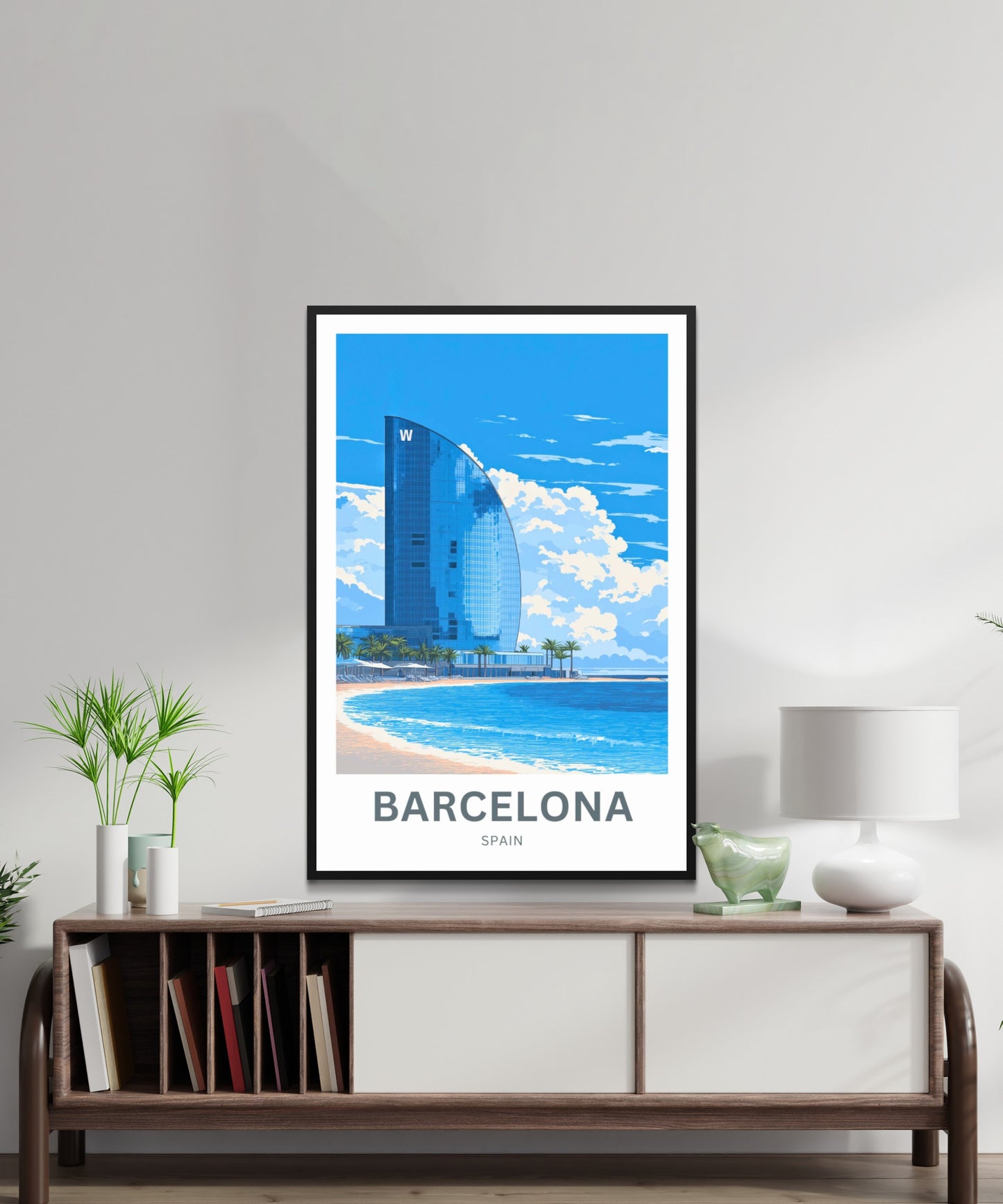 Barcelona Travel Poster  - Seaside Elegance