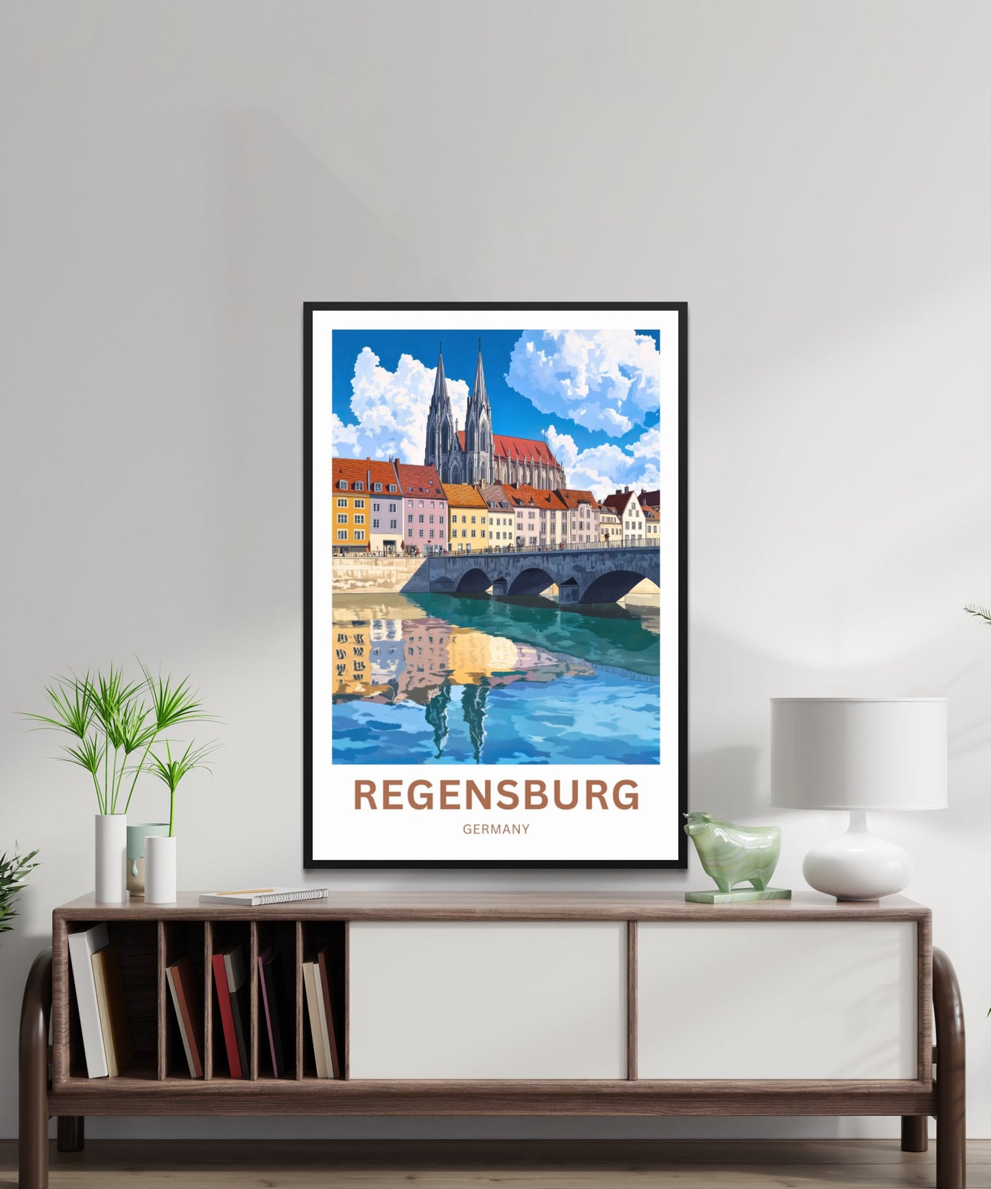 Regensburg Travel Poster -  Stone Bridge & Gothic Dreams