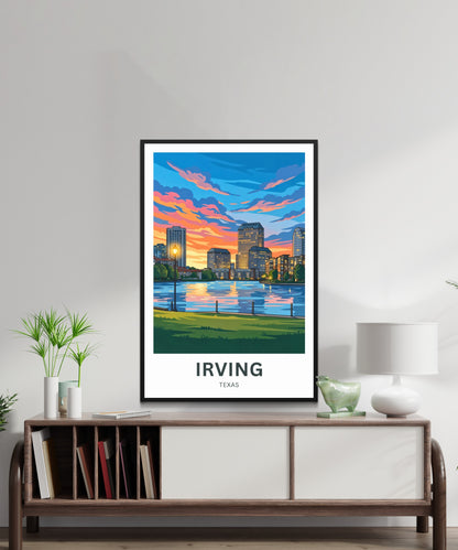 Las Colinas Irving, Texas Travel Poster - Skyline