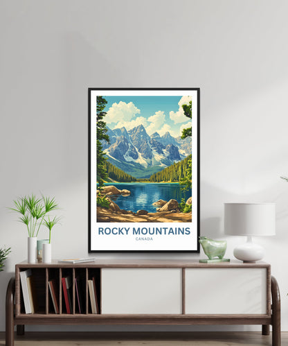 Rocky Mountains Travel Poster - Canada Stunning Mountain Views National Park