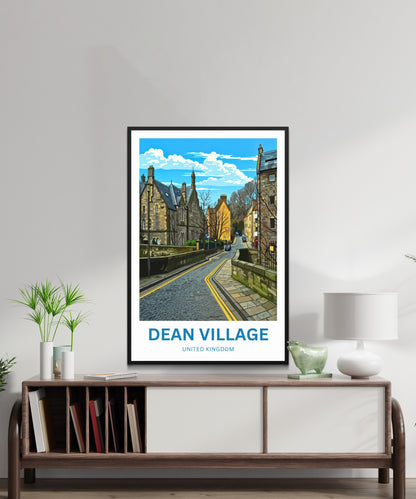 Dean Village Travel Poster - Village Street