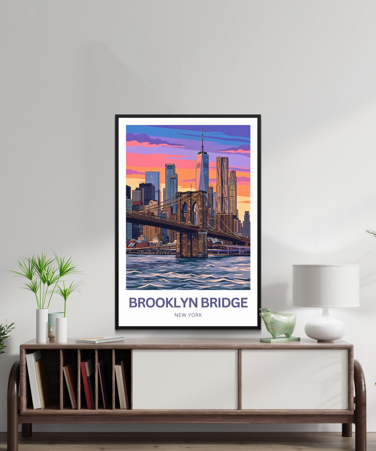 Brooklyn Bridge Travel Poster -  Stunning Evening View