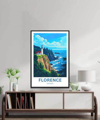 Florence Travel Poster - Heceta Head Lighthouse