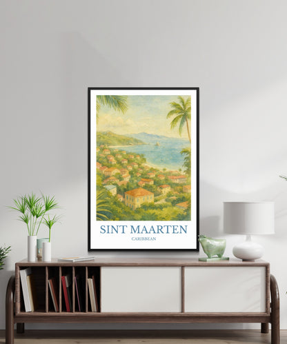 Sint Maarten, Watercolor design poster, Caribbean Print, Sint Maarten Wall Art