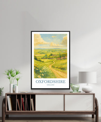 Oxfordshire, Watercolor design poster, England Print, Oxfordshire Wall Art