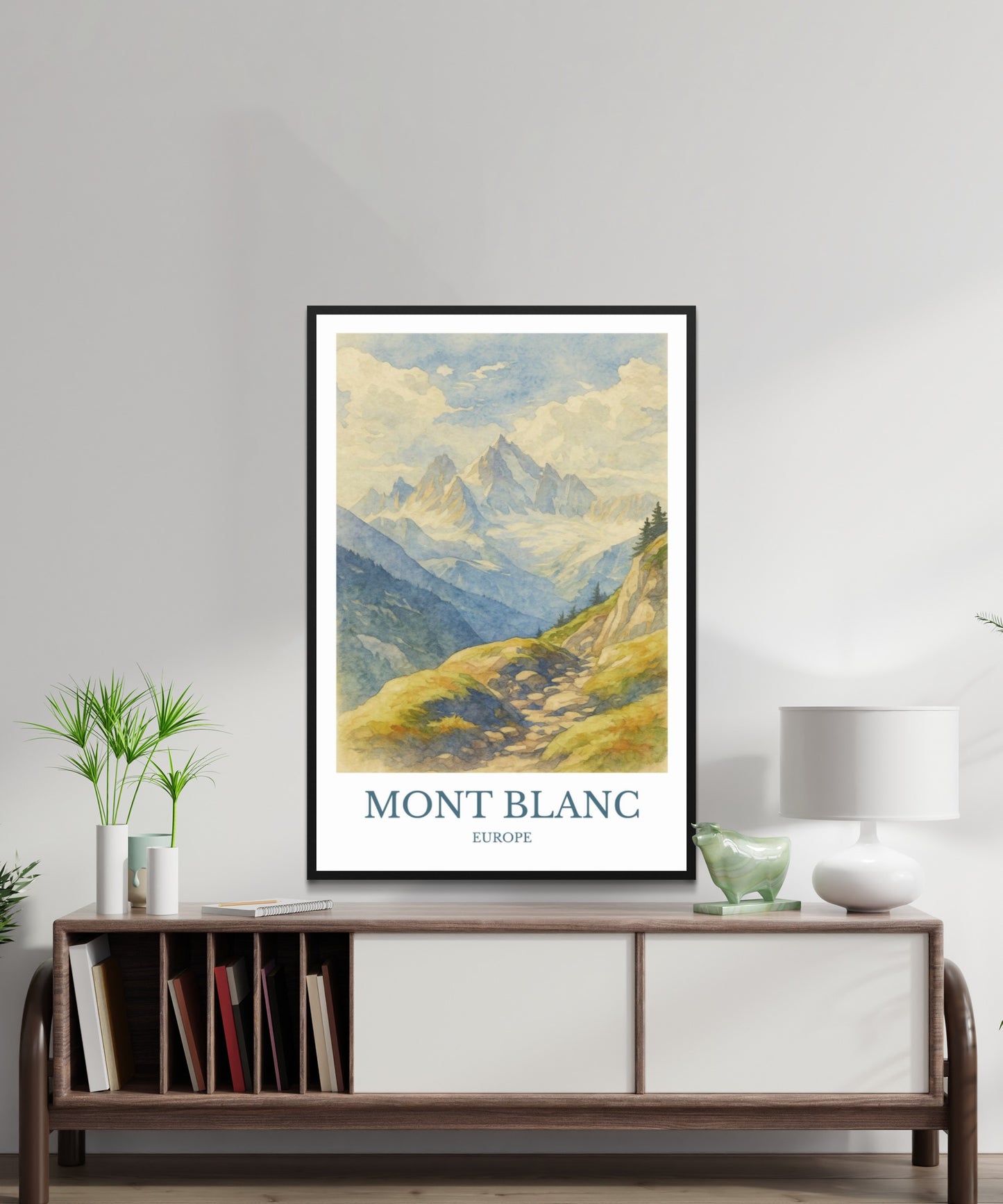 Mont Blanc, Watercolor design poster, France Print, Mont Blanc Wall Art