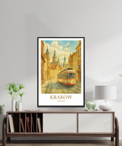 Kraków, Watercolor design poster, Poland Print, Kraków Wall Art