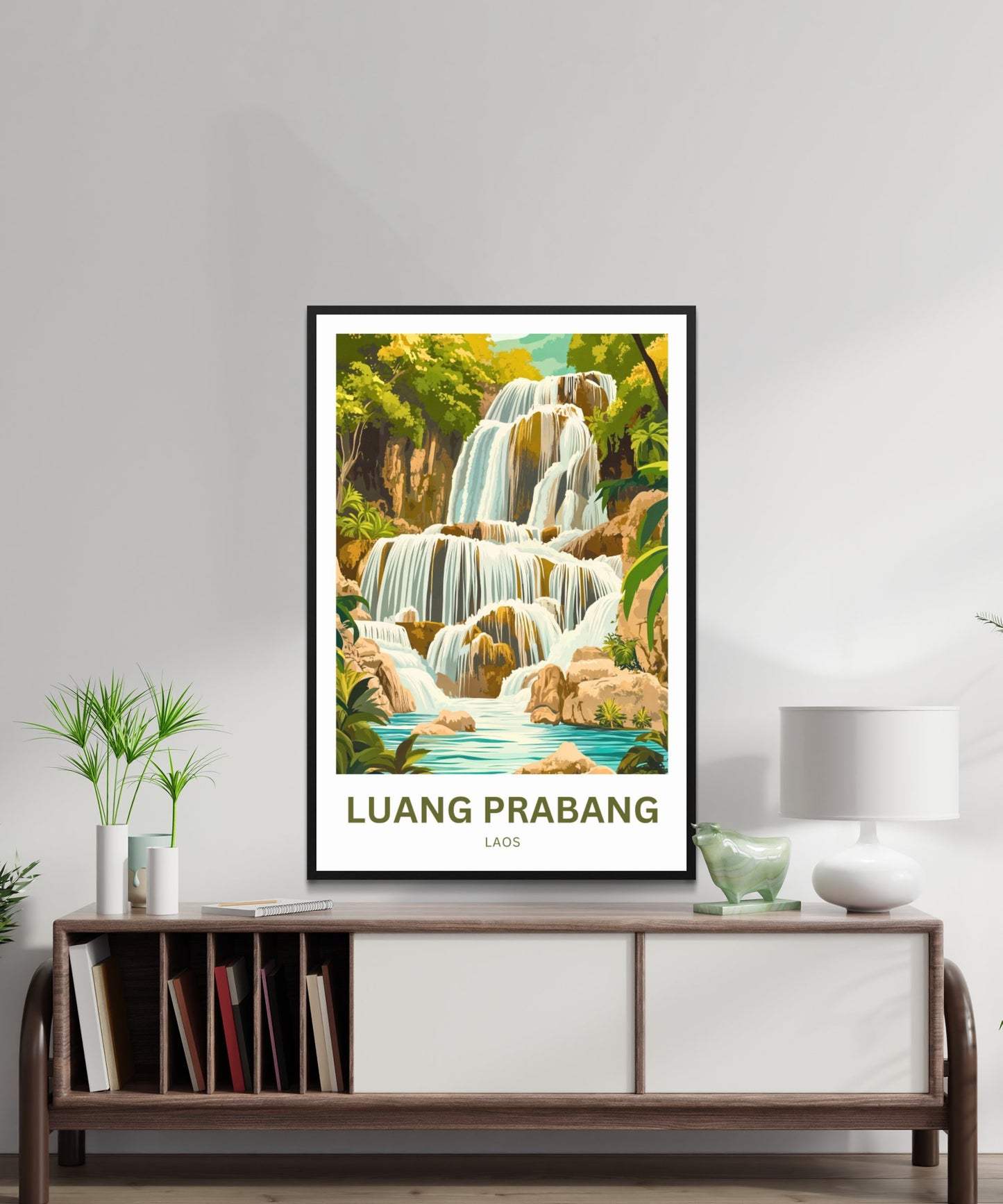 Luang Prabang Travel Poster - Huang Si Falls Laos