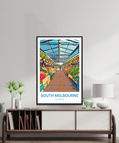 South Melbourne Market Travel Poster  - Discover the Market Life of Australia