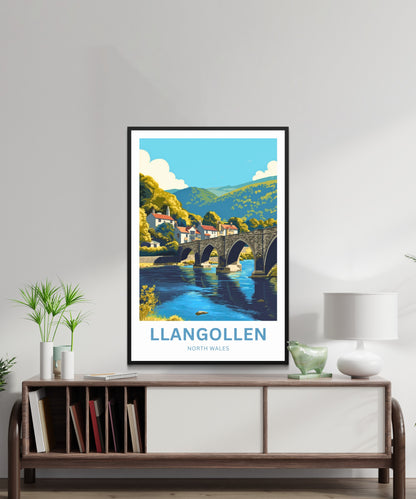 Llangollen Travel Poster - Llangollen River Crossing