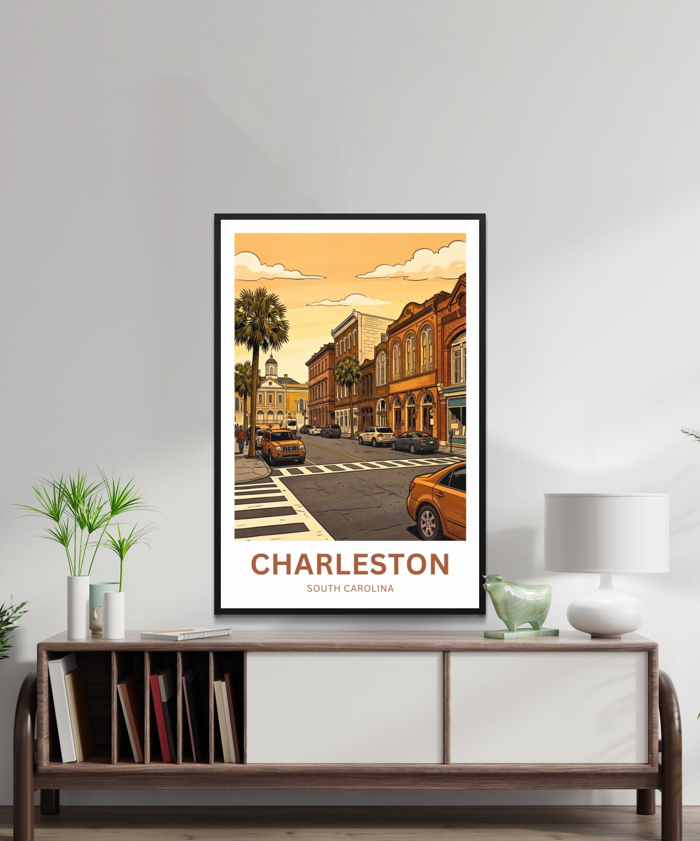 Charleston Historic District Travel Poster - Historic Street Scene