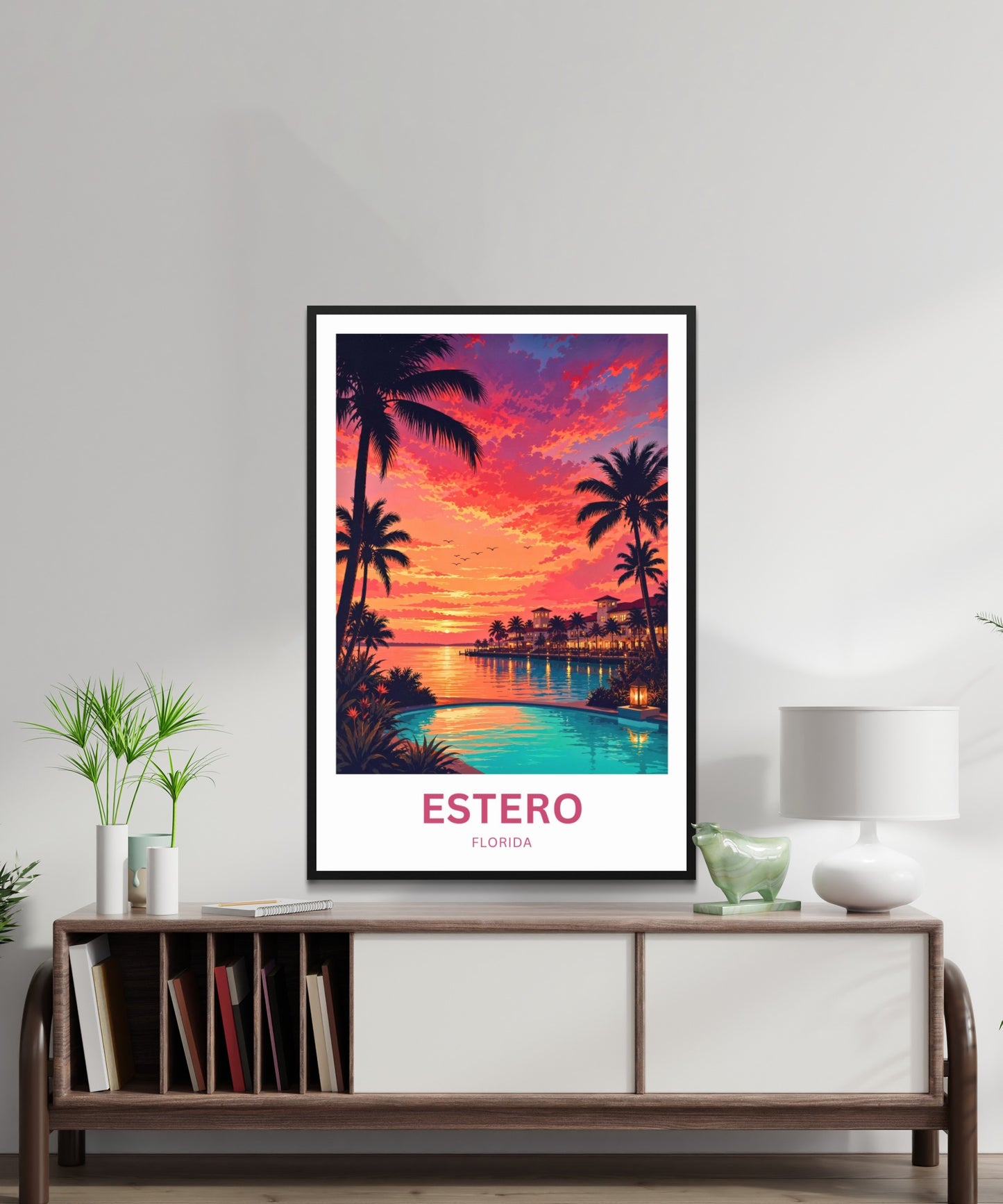 Estero, Florida Travel Poster - Stunning Sunset