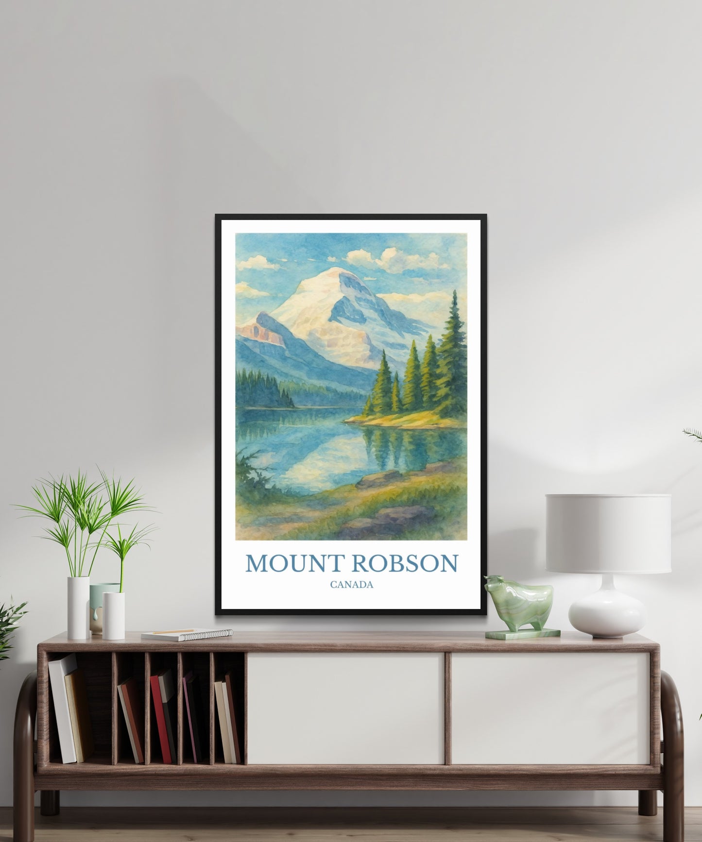 Mount Robson, Watercolor design poster, CanadaPrint, Mount Robson Wall Art