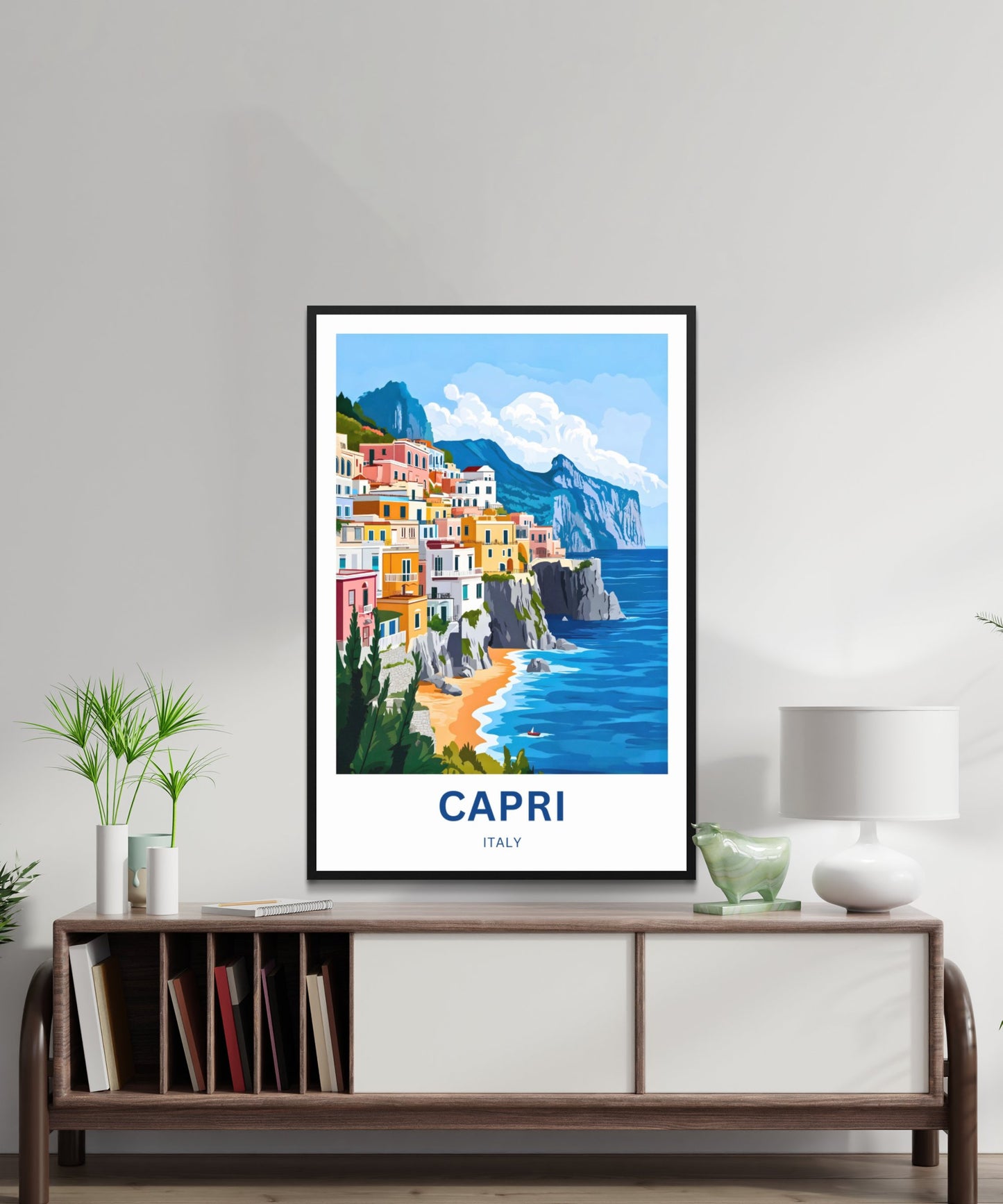 Capri Travel Poster - Stunning Italy Beauty Beyond the Mediterranean Horizon
