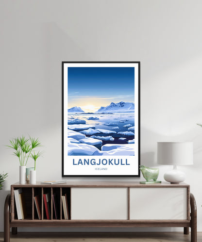 Langjökull Travel Poster - Mesmerizing White Silence
