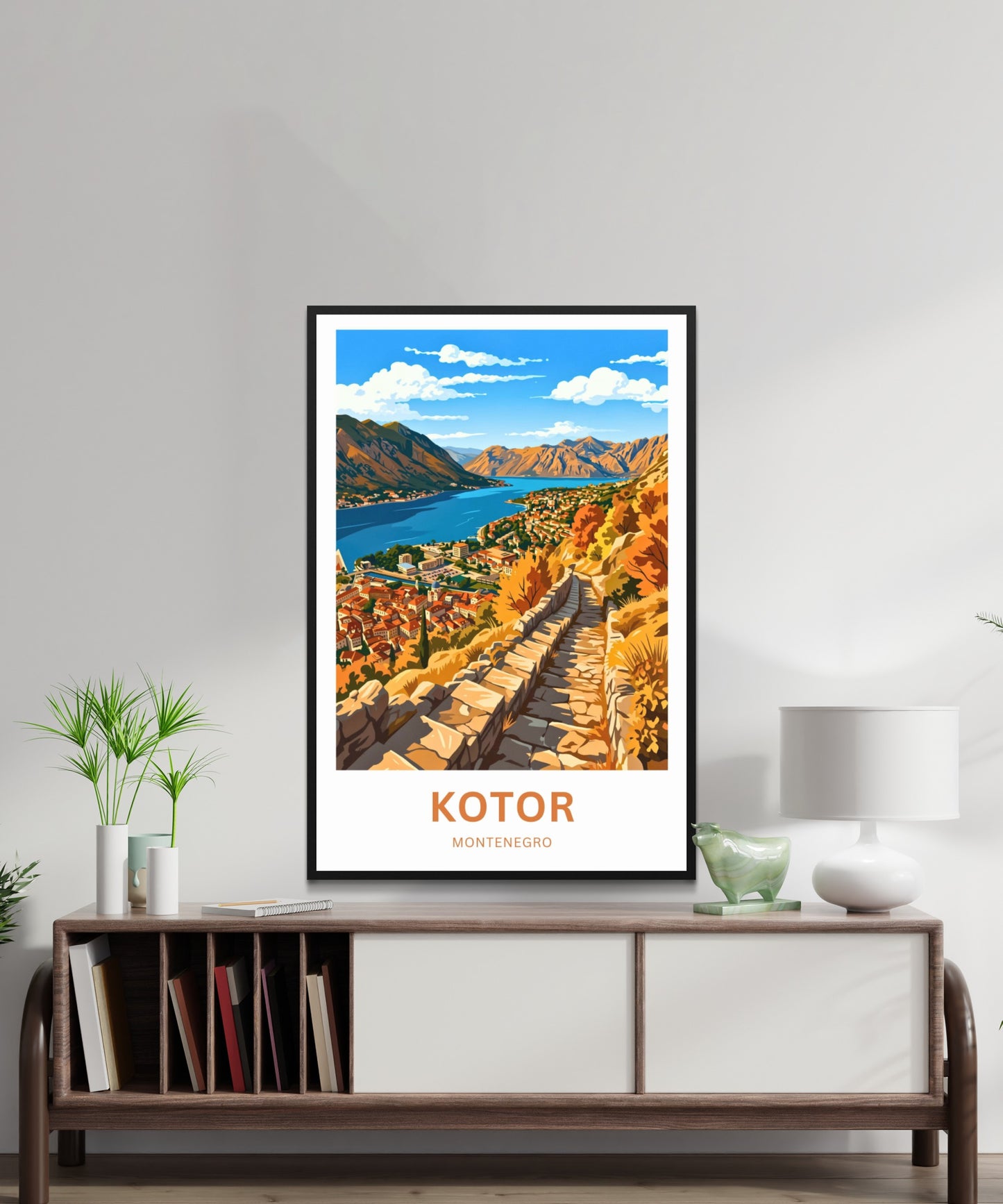 Kotor Travel Poster -   Montenegro Iconic Walkway